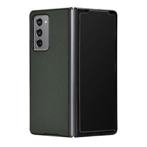 Funda Bumper Lujo Cuero y Plastico Mate Carcasa T03 para Samsung Galaxy Z Fold2 5G Verde