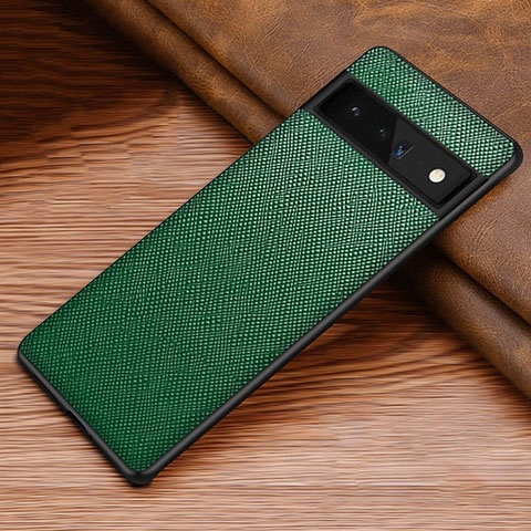 Funda Bumper Lujo Cuero y Plastico Mate Carcasa TB1 para Google Pixel 6 Pro 5G Verde