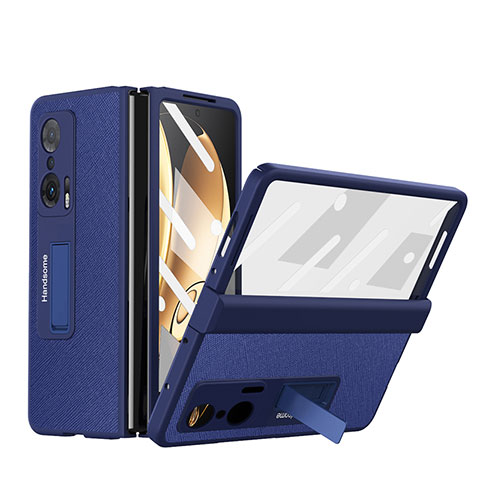 Funda Bumper Lujo Cuero y Plastico Mate Carcasa ZL1 para Huawei Honor Magic V 5G Azul