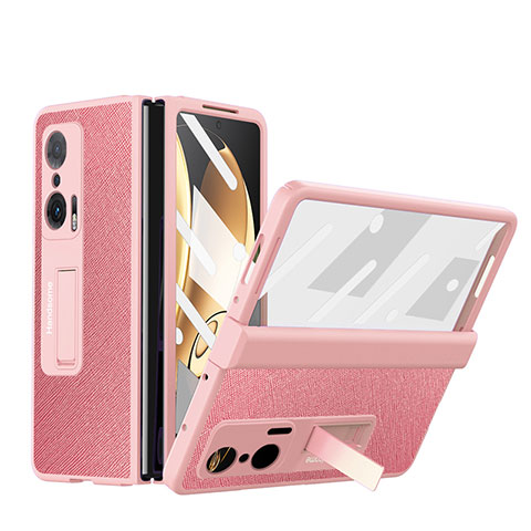 Funda Bumper Lujo Cuero y Plastico Mate Carcasa ZL1 para Huawei Honor Magic V 5G Oro Rosa