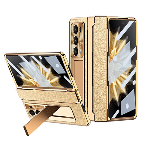 Funda Bumper Lujo Cuero y Plastico Mate Carcasa ZL1 para Huawei Honor Magic V2 5G Oro