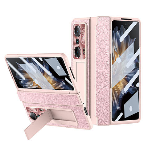 Funda Bumper Lujo Cuero y Plastico Mate Carcasa ZL1 para Huawei Honor Magic Vs 5G Oro Rosa