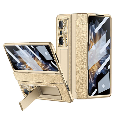 Funda Bumper Lujo Cuero y Plastico Mate Carcasa ZL1 para Huawei Honor Magic Vs Ultimate 5G Oro