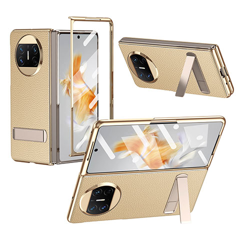 Funda Bumper Lujo Cuero y Plastico Mate Carcasa ZL1 para Huawei Mate X5 Oro