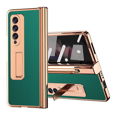 Funda Bumper Lujo Cuero y Plastico Mate Carcasa ZL1 para Samsung Galaxy Z Fold4 5G Verde