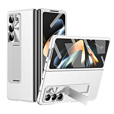 Funda Bumper Lujo Cuero y Plastico Mate Carcasa ZL1 para Samsung Galaxy Z Fold5 5G Blanco