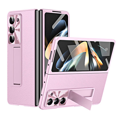 Funda Bumper Lujo Cuero y Plastico Mate Carcasa ZL1 para Samsung Galaxy Z Fold5 5G Oro Rosa