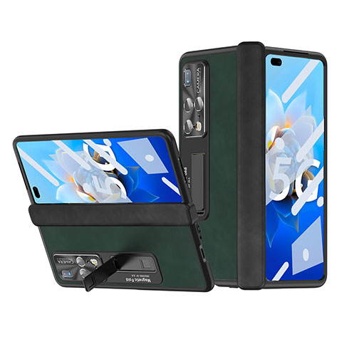 Funda Bumper Lujo Cuero y Plastico Mate Carcasa ZL12 para Huawei Mate X2 Verde