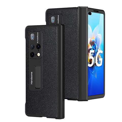 Funda Bumper Lujo Cuero y Plastico Mate Carcasa ZL13 para Huawei Mate X2 Negro