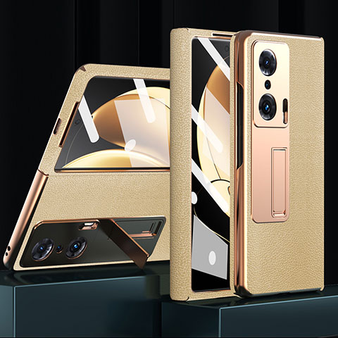 Funda Bumper Lujo Cuero y Plastico Mate Carcasa ZL2 para Huawei Honor Magic V 5G Oro