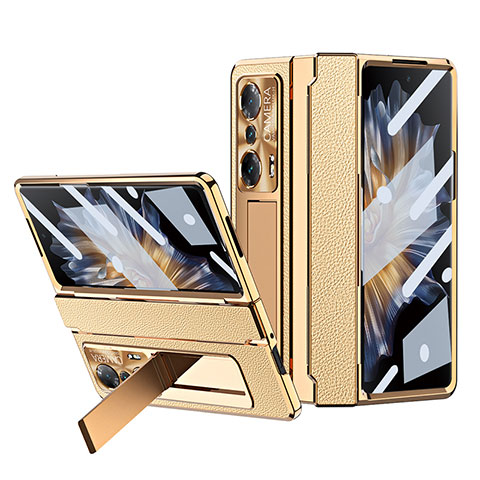 Funda Bumper Lujo Cuero y Plastico Mate Carcasa ZL2 para Huawei Honor Magic Vs 5G Oro