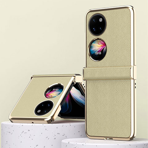 Funda Bumper Lujo Cuero y Plastico Mate Carcasa ZL2 para Huawei P50 Pocket Oro