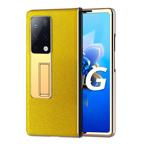 Funda Bumper Lujo Cuero y Plastico Mate Carcasa ZL3 para Huawei Mate X2 Amarillo