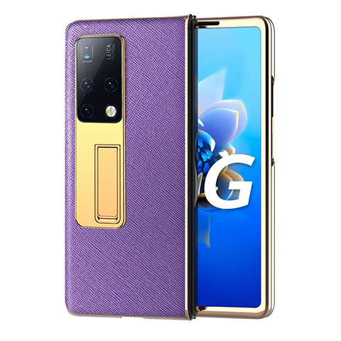 Funda Bumper Lujo Cuero y Plastico Mate Carcasa ZL3 para Huawei Mate X2 Morado