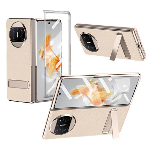 Funda Bumper Lujo Cuero y Plastico Mate Carcasa ZL3 para Huawei Mate X5 Oro