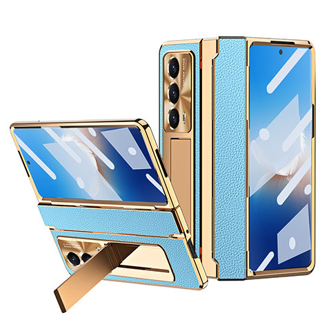 Funda Bumper Lujo Cuero y Plastico Mate Carcasa ZL4 para Huawei Honor Magic Vs2 5G Azul