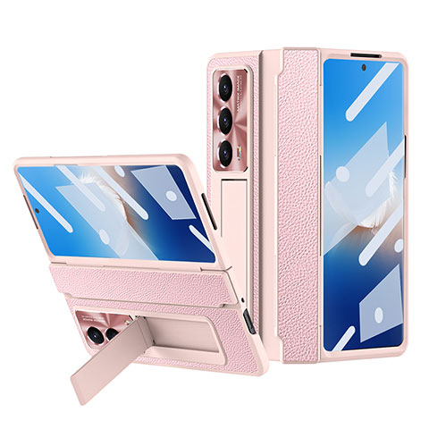 Funda Bumper Lujo Cuero y Plastico Mate Carcasa ZL4 para Huawei Honor Magic Vs2 5G Rosa