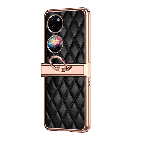 Funda Bumper Lujo Cuero y Plastico Mate Carcasa ZL6 para Huawei Pocket S Negro