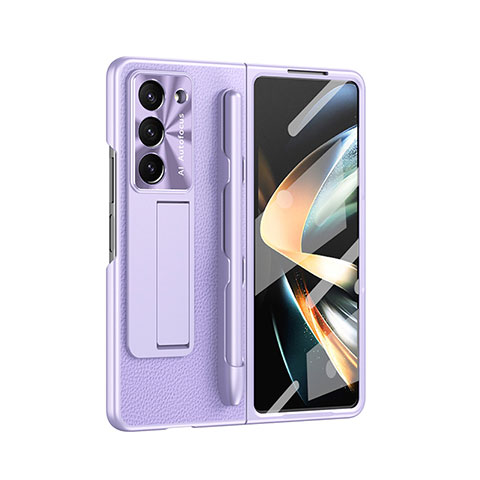 Funda Bumper Lujo Cuero y Plastico Mate Carcasa ZL6 para Samsung Galaxy Z Fold5 5G Morado