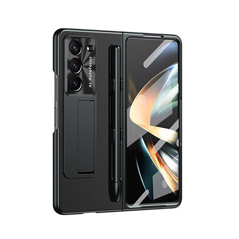 Funda Bumper Lujo Cuero y Plastico Mate Carcasa ZL6 para Samsung Galaxy Z Fold5 5G Negro