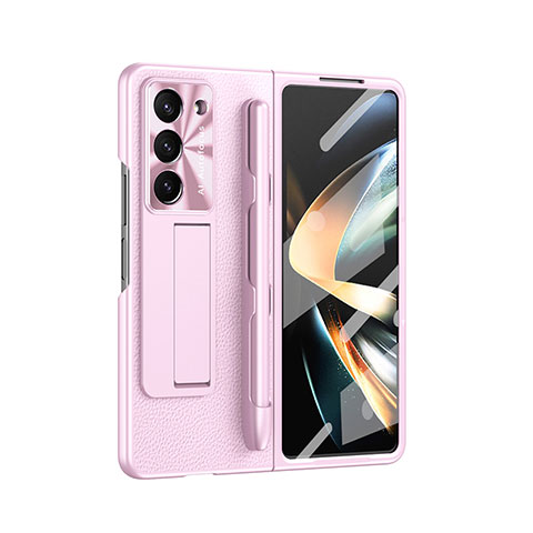 Funda Bumper Lujo Cuero y Plastico Mate Carcasa ZL6 para Samsung Galaxy Z Fold5 5G Oro Rosa