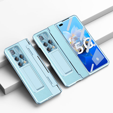 Funda Bumper Lujo Cuero y Plastico Mate Carcasa ZL7 para Huawei Mate X2 Azul