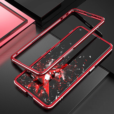 Funda Bumper Lujo Marco de Aluminio Carcasa A01 para Oppo Reno3 Pro Rojo