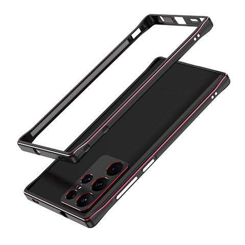 Funda Bumper Lujo Marco de Aluminio Carcasa A01 para Samsung Galaxy S21 Ultra 5G Rojo y Negro