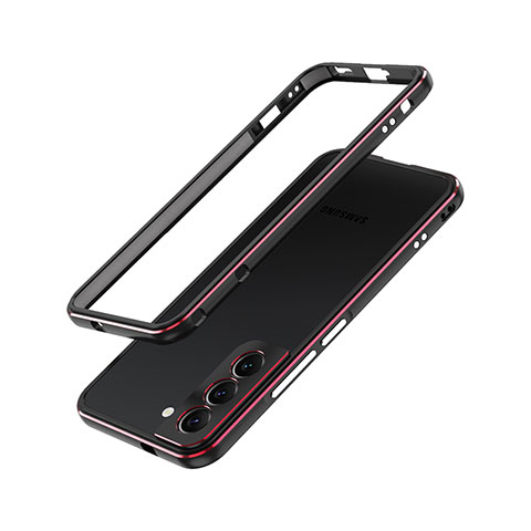 Funda Bumper Lujo Marco de Aluminio Carcasa A01 para Samsung Galaxy S22 5G Rojo y Negro