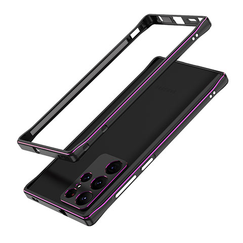 Funda Bumper Lujo Marco de Aluminio Carcasa A01 para Samsung Galaxy S23 Ultra 5G Morado