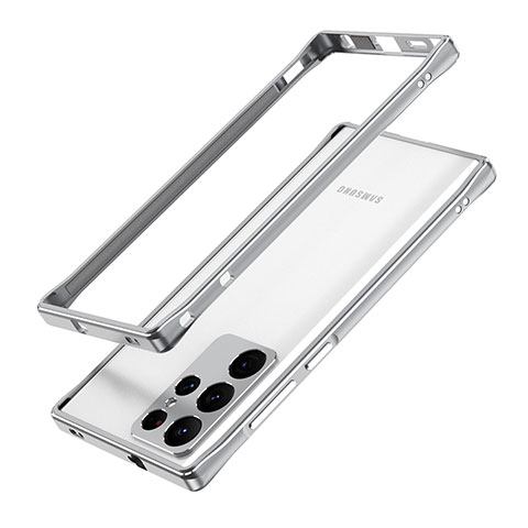 Funda Bumper Lujo Marco de Aluminio Carcasa A01 para Samsung Galaxy S23 Ultra 5G Plata