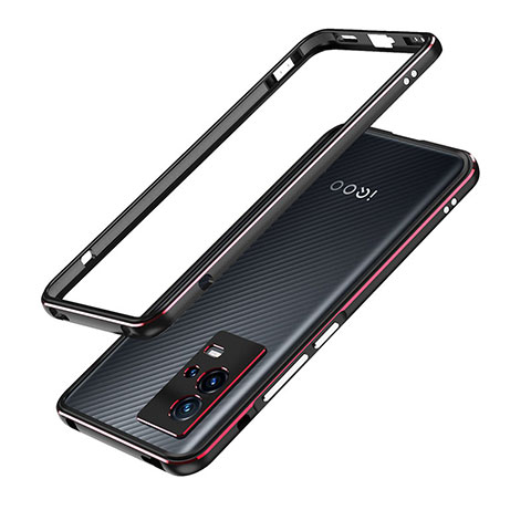 Funda Bumper Lujo Marco de Aluminio Carcasa A01 para Vivo iQOO 8 5G Rojo y Negro