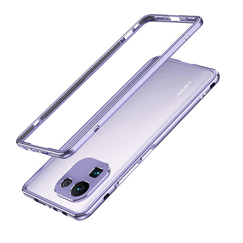 Funda Bumper Lujo Marco de Aluminio Carcasa A01 para Xiaomi Mi 11 Pro 5G Purpura Claro