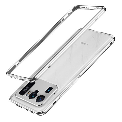 Funda Bumper Lujo Marco de Aluminio Carcasa A01 para Xiaomi Mi 11 Ultra 5G Plata