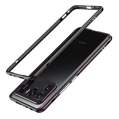Funda Bumper Lujo Marco de Aluminio Carcasa A01 para Xiaomi Mi 11 Ultra 5G Rojo y Negro