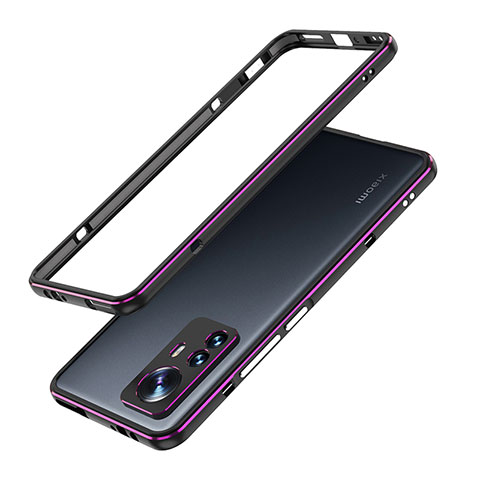 Funda Bumper Lujo Marco de Aluminio Carcasa A01 para Xiaomi Mi 12S 5G Morado