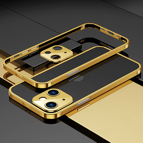 Funda Bumper Lujo Marco de Aluminio Carcasa A03 para Apple iPhone 13 Mini Oro