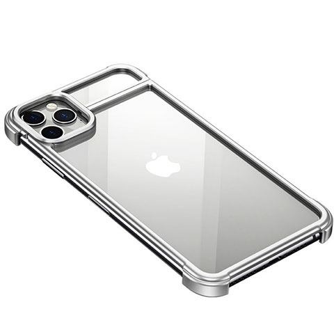 Funda Bumper Lujo Marco de Aluminio Carcasa F01 para Apple iPhone 11 Pro Max Plata