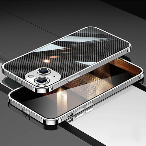 Funda Bumper Lujo Marco de Aluminio Carcasa JL1 para Apple iPhone 15 Plata