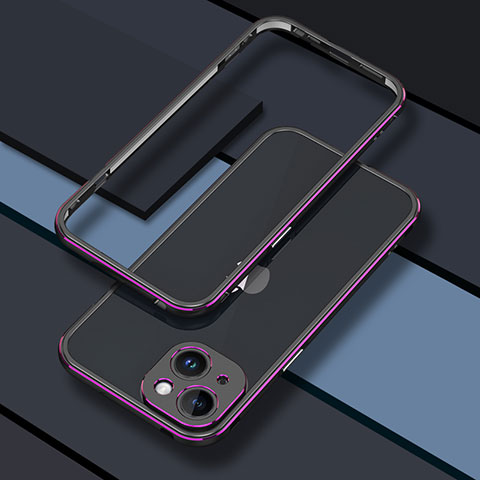 Funda Bumper Lujo Marco de Aluminio Carcasa JZ1 para Apple iPhone 15 Morado