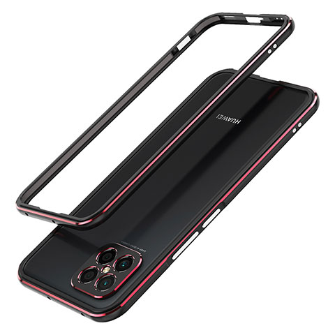 Funda Bumper Lujo Marco de Aluminio Carcasa JZ1 para Huawei Nova 8 SE 4G Rojo y Negro