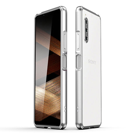 Funda Bumper Lujo Marco de Aluminio Carcasa JZ1 para Sony Xperia 10 V Plata