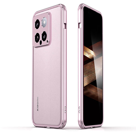 Funda Bumper Lujo Marco de Aluminio Carcasa JZ1 para Xiaomi Mi 14 5G Oro Rosa