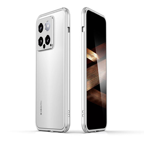 Funda Bumper Lujo Marco de Aluminio Carcasa JZ1 para Xiaomi Mi 14 Pro 5G Plata