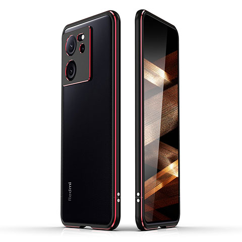 Funda Bumper Lujo Marco de Aluminio Carcasa JZ1 para Xiaomi Redmi K60 Ultra 5G Rojo y Negro