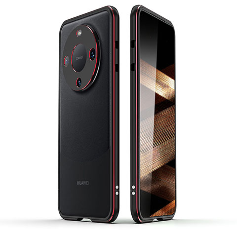 Funda Bumper Lujo Marco de Aluminio Carcasa JZ2 para Huawei Mate 60 Pro Rojo y Negro