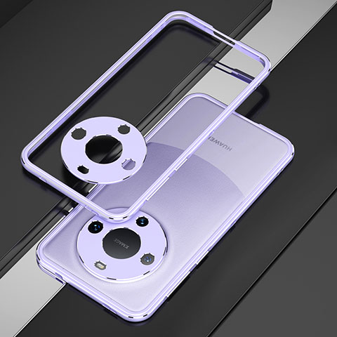 Funda Bumper Lujo Marco de Aluminio Carcasa JZ4 para Huawei Mate 60 Pro+ Plus Purpura Claro