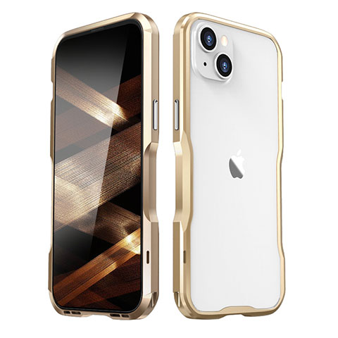 Funda Bumper Lujo Marco de Aluminio Carcasa LF2 para Apple iPhone 15 Plus Oro