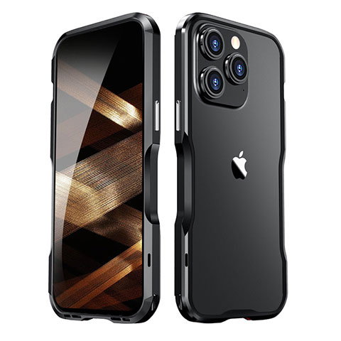 Funda Bumper Lujo Marco de Aluminio Carcasa LF2 para Apple iPhone 15 Pro Max Negro