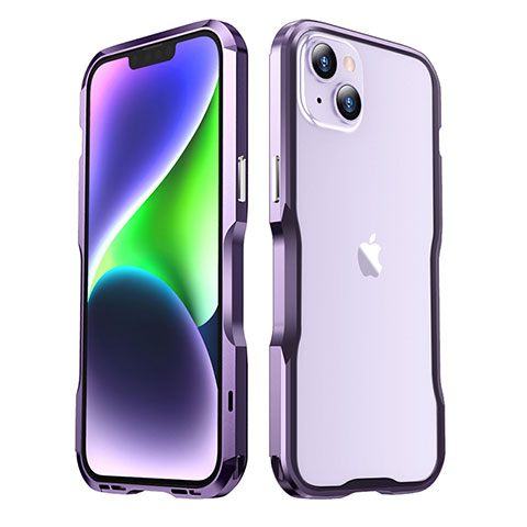 Funda Bumper Lujo Marco de Aluminio Carcasa LF3 para Apple iPhone 13 Morado